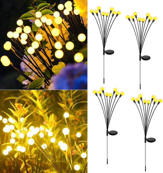 4 Pack Solar Powered Light FireFly Upgraded 8 LED-Warm White - Outdoor Solar Outlet