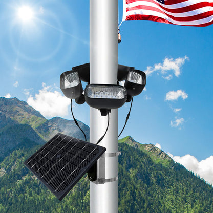 400W Solar Flag Pole Light for 15-40ft flagpole 5 Spotlights，Adjustable Clamps Fits 3-6''Diameter Inground Poles from Dusk to Dawn - Outdoor Solar Outlet