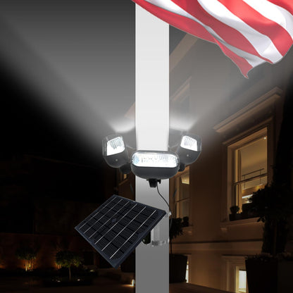 400W Solar Flag Pole Light for 15-40ft flagpole 5 Spotlights，Adjustable Clamps Fits 3-6''Diameter Inground Poles from Dusk to Dawn - Outdoor Solar Outlet