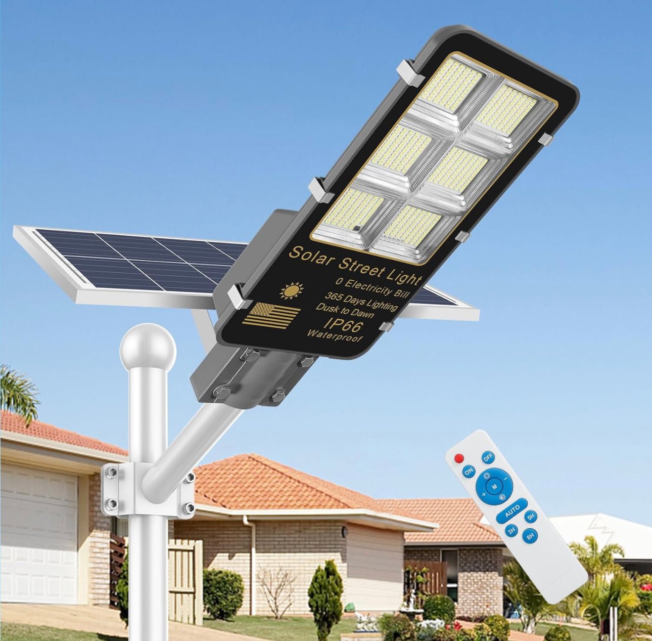 4400W Solar Street Lights Outdoor, Dusk to Dawn Solar Led Outdoor Light with Remote Control, 6500K Daylight White - Outdoor Solar Outlet