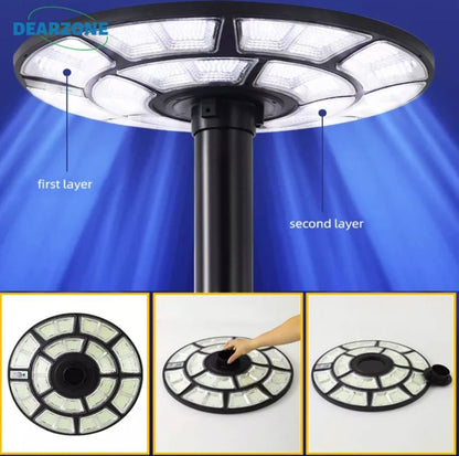 4500W Solar Outdoor Light Round 360° Wide Angle UFO Garden Pole And Wall Street Lights with Remote - Outdoor Solar Outlet