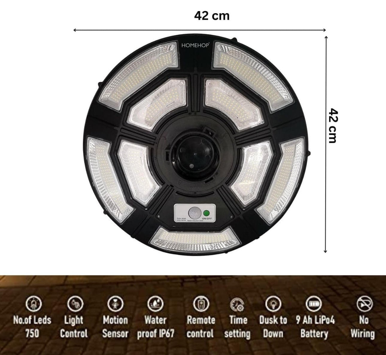 4500W Solar Outdoor Light Round 360° Wide Angle UFO Garden Pole And Wall Street Lights with Remote - Outdoor Solar Outlet