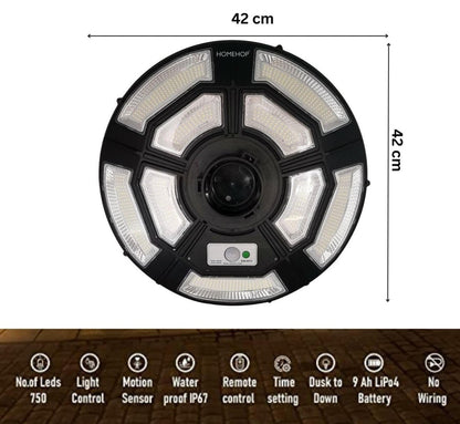 4500W Solar Outdoor Light Round 360° Wide Angle UFO Garden Pole And Wall Street Lights with Remote - Outdoor Solar Outlet