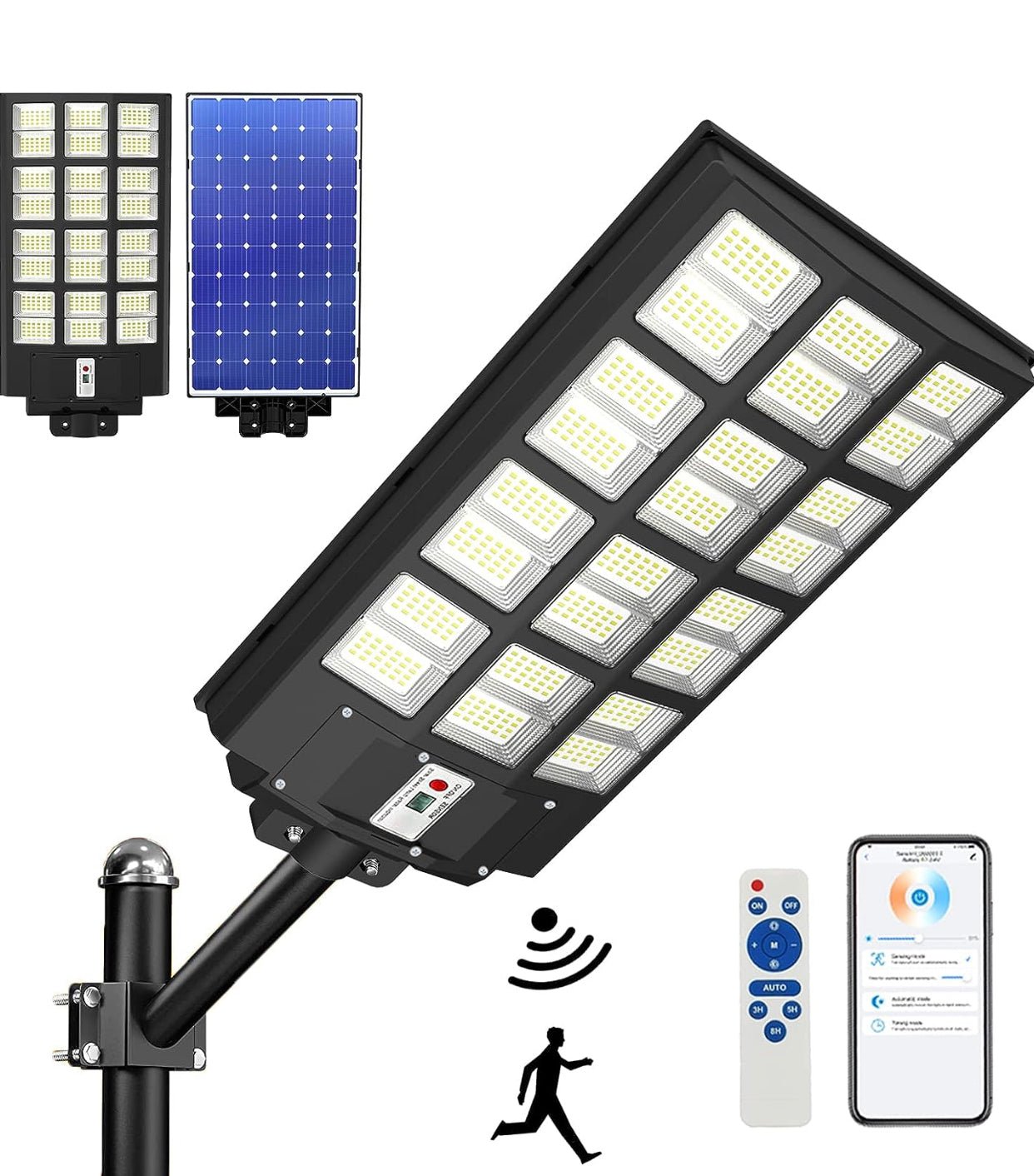 4500W Solar Street Light Outdoor, 250000LM 6500K with Mobile App Remote Control Dusk to Dawn LED Motion Sensor - Outdoor Solar Outlet