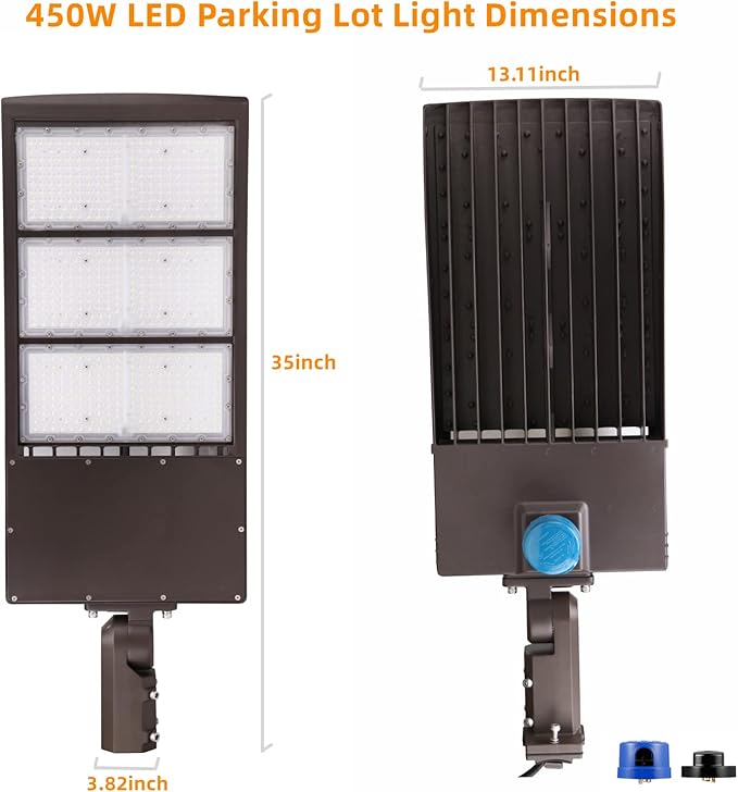450W Dimmable LED Parking Lot Light Hard Wire 5000K Daylight 63000LM 140lm/w, Outdoor LED Shoebox Lights, UL/DLC Commercial Lighting Fixture - Outdoor Solar Outlet