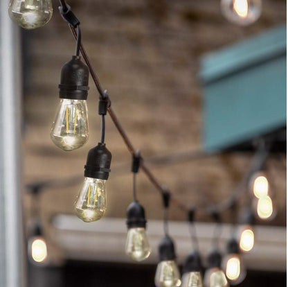 48 Ft Plug-In LED Outdoor String Lights Waterproof- Hanging, Dimmable 2W Vintage Edison Bulbs - Outdoor Solar Outlet