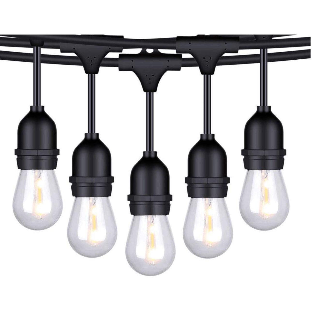 48 Ft Plug-In LED Outdoor String Lights Waterproof- Hanging, Dimmable 2W Vintage Edison Bulbs - Outdoor Solar Outlet