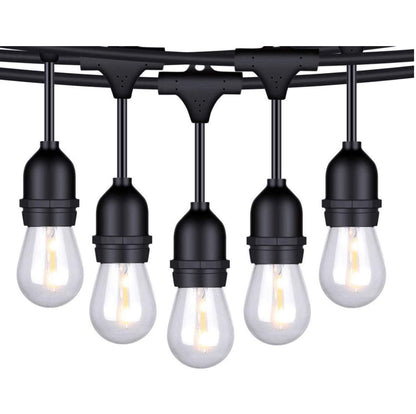 48 Ft Plug-In LED Outdoor String Lights Waterproof- Hanging, Dimmable 2W Vintage Edison Bulbs - Outdoor Solar Outlet