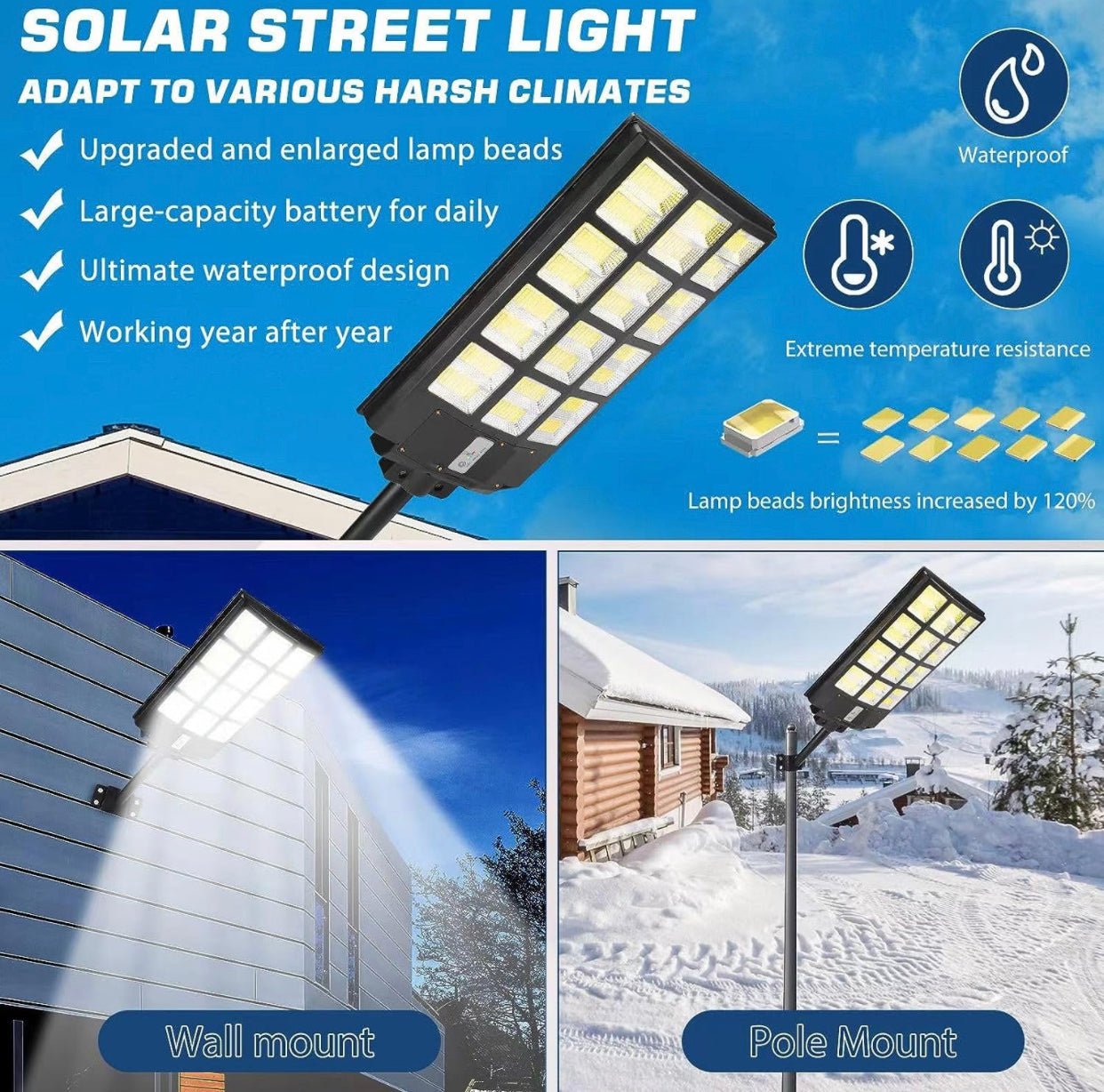 4800W LED Street Light Outdoor - [Warm White] 3000K Solar Street Lights , Dusk to Dawn, Motion Sensor With Remote - Outdoor Solar Outlet