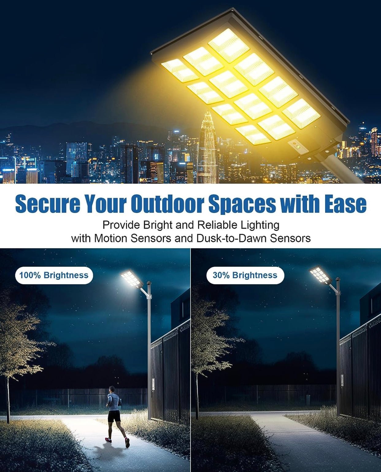 4800W LED Street Light Outdoor - [Warm White] 3000K Solar Street Lights , Dusk to Dawn, Motion Sensor With Remote - Outdoor Solar Outlet