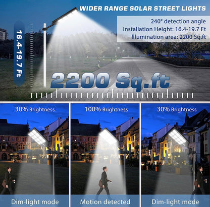 4800W LED Street Light Outdoor - [Warm White] 3000K Solar Street Lights , Dusk to Dawn, Motion Sensor With Remote - Outdoor Solar Outlet
