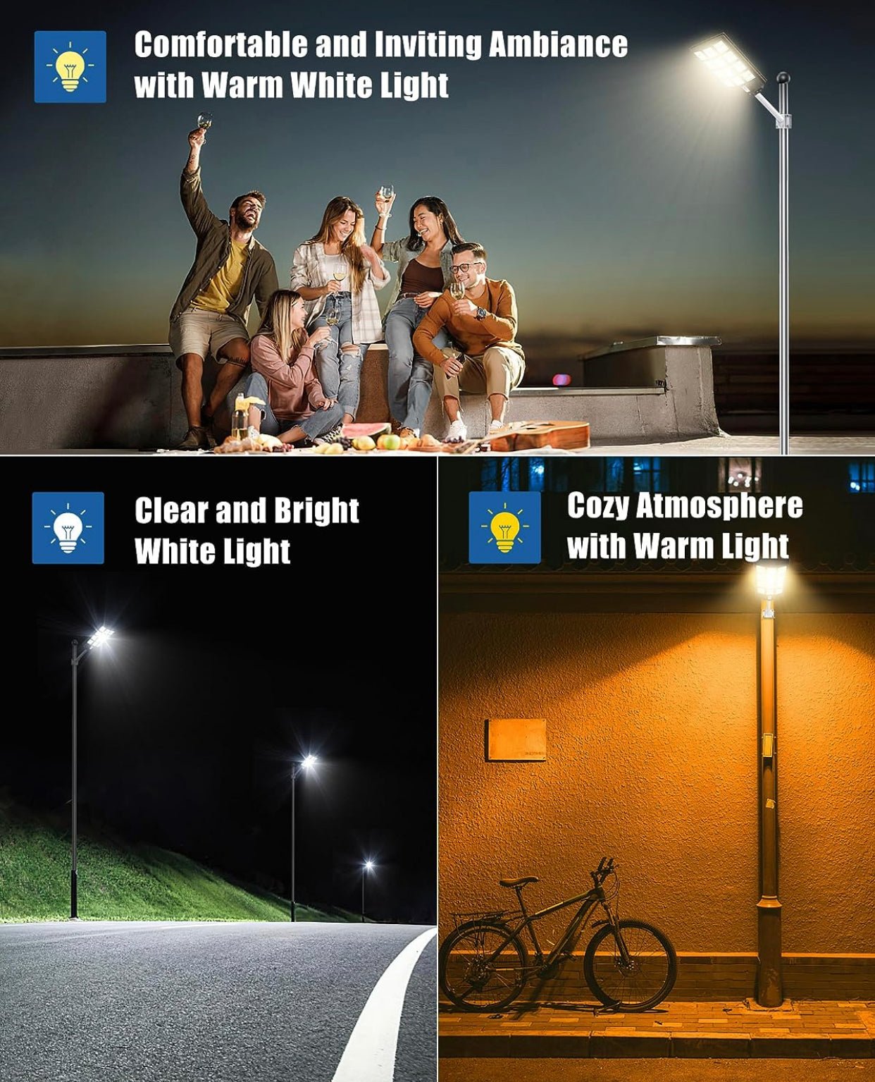 4800W LED Street Light Outdoor - [Warm White] 3000K Solar Street Lights , Dusk to Dawn, Motion Sensor With Remote - Outdoor Solar Outlet