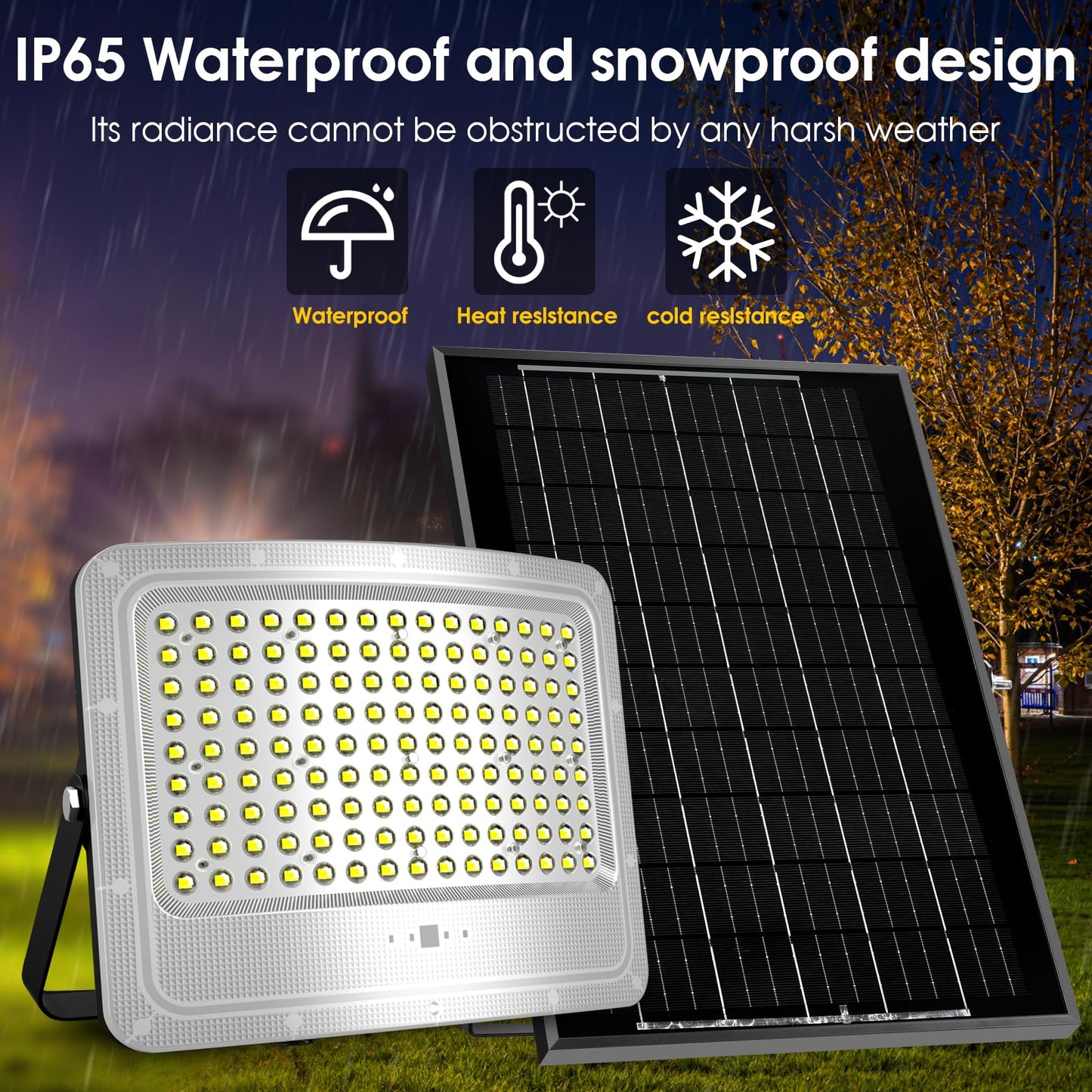 5000W LED Solar Flood Lights,242 LED Street Flood Light Waterproof with Remote Control and 16.4 Ft Cables - Outdoor Solar Outlet