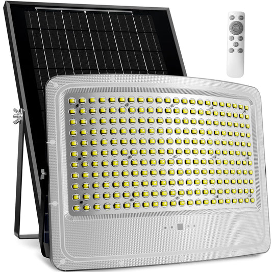 5000W LED Solar Flood Lights,242 LED Street Flood Light Waterproof with Remote Control and 16.4 Ft Cables - Outdoor Solar Outlet