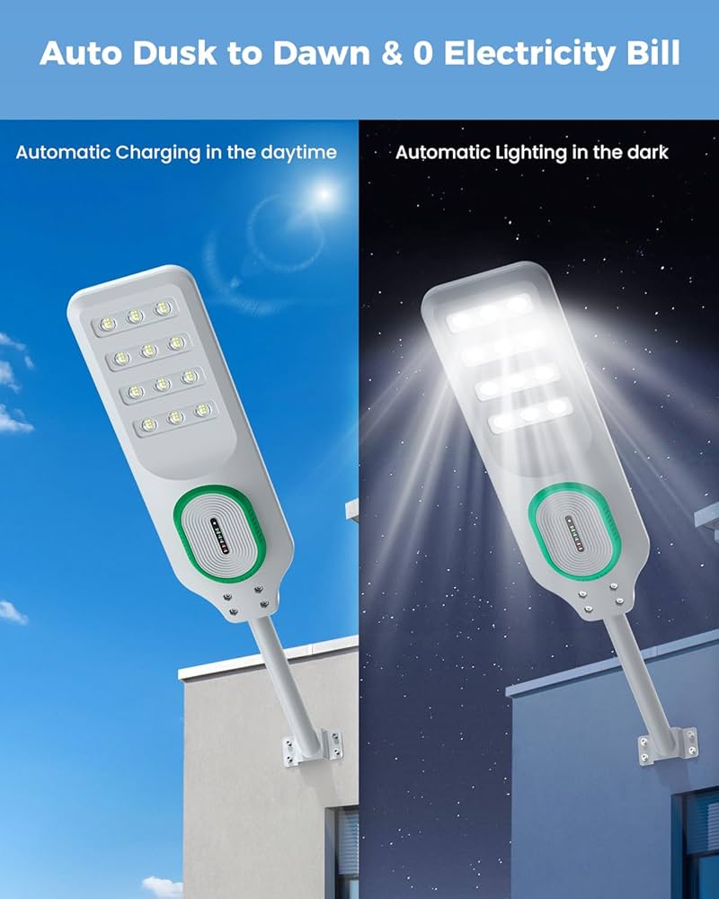5000W Solar Street Lights Outdoor Waterproof 150000 Lumen Bright Heavy Duty Dusk to Dawn Parking Lot Lights, Large LED - Outdoor Solar Outlet