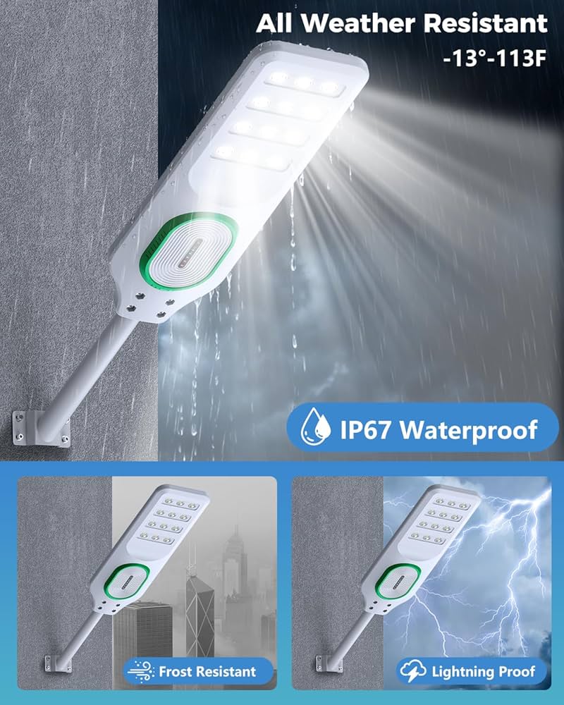 5000W Solar Street Lights Outdoor Waterproof 150000 Lumen Bright Heavy Duty Dusk to Dawn Parking Lot Lights, Large LED - Outdoor Solar Outlet