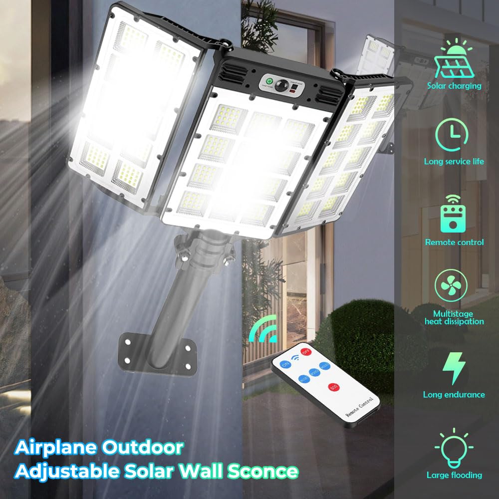 500W Solar Street Lights,6000mAh 800LED Motion Sensor Outdoor Lights with Remote Control, IP66 Waterproof Adjustable Flood Light - Outdoor Solar Outlet