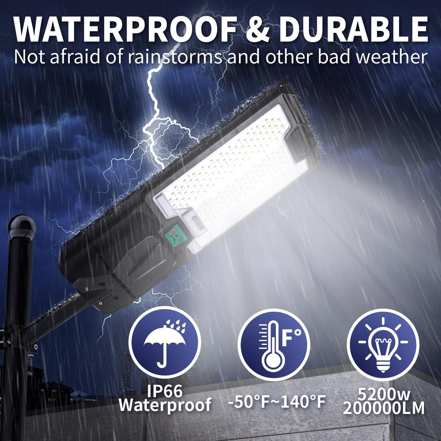 5200W Solar Street Lights Outdoor, Waterproof Commercial Dusk to Dawn, 200000LM Solar Flood Lights Outdoor Motion Sensor - Outdoor Solar Outlet