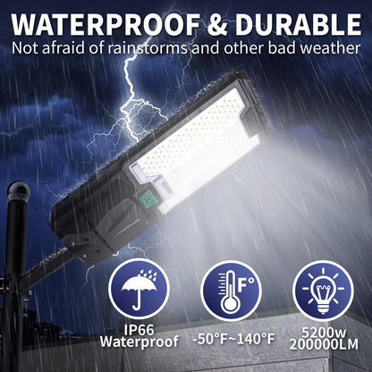5200W Solar Street Lights Outdoor, Waterproof Commercial Dusk to Dawn, 200000LM Solar Flood Lights Outdoor Motion Sensor - Outdoor Solar Outlet