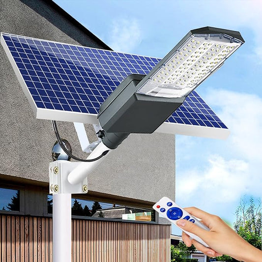 5500W Solar Street Lights Outdoor, IP67 Commercial Parking Lot Light Dusk to Dawn, 7000K Solar Security Flood Lights Solar Led Lamp with Remote Control for Basketball Court, Road, Playground - Outdoor Solar Outlet