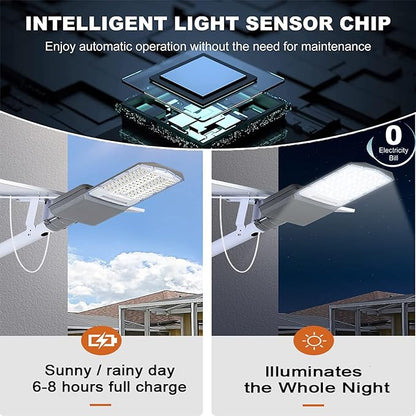 5500W Solar Street Lights Outdoor, IP67 Commercial Parking Lot Light Dusk to Dawn, 7000K Solar Security Flood Lights Solar Led Lamp with Remote Control for Basketball Court, Road, Playground - Outdoor Solar Outlet