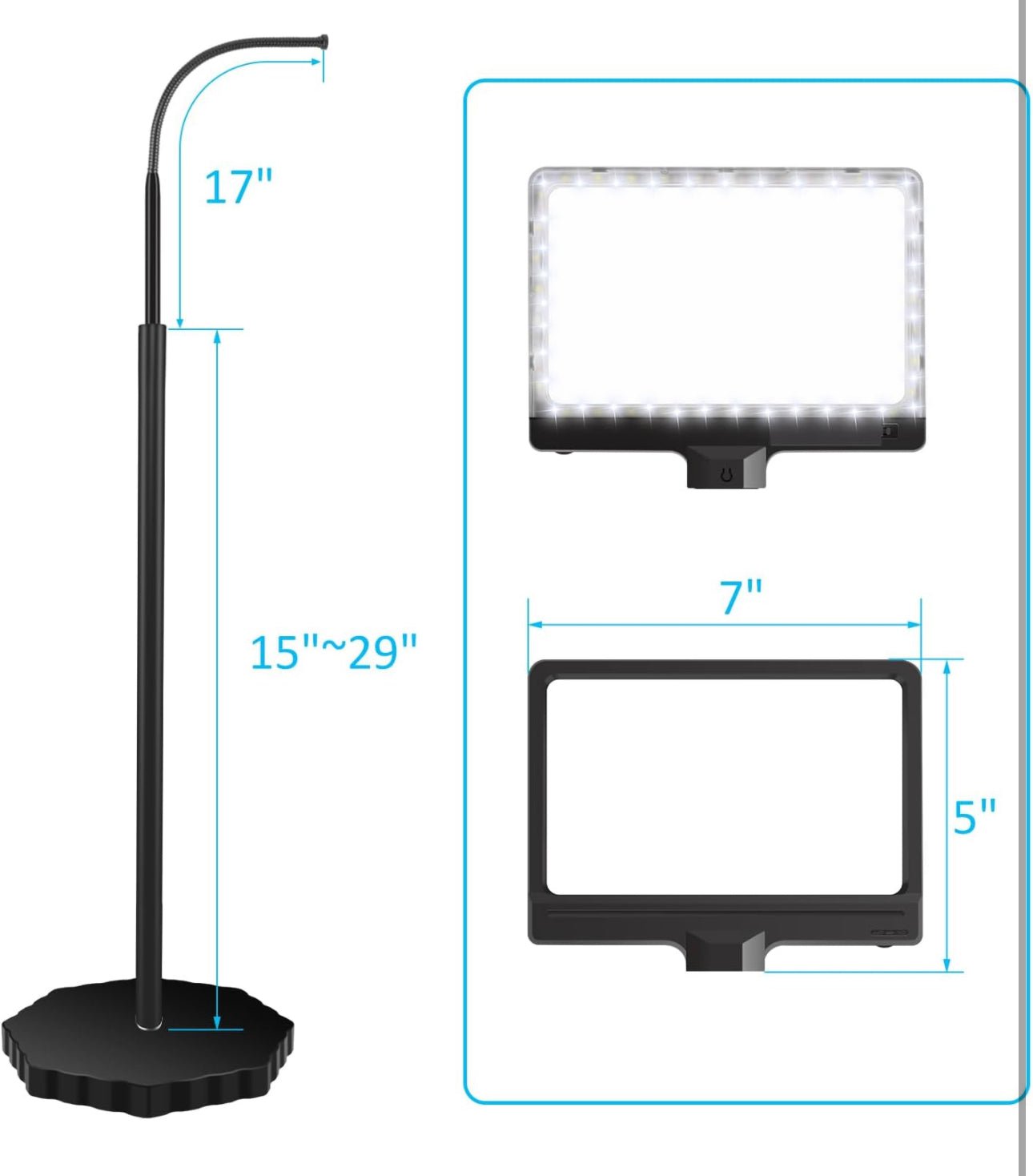 5X Magnifying Glass with 36 LED Dimmable Light and Stand, Adjustable Brightness Magnifying Floor Lamp, Gooseneck Arm Lighted Magnifier for Reading, Crafts and Close Work - Outdoor Solar Outlet