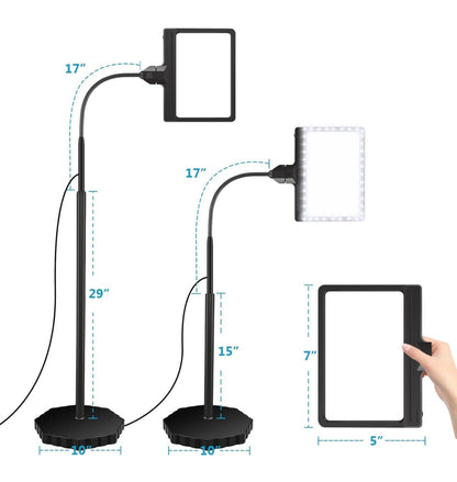 5X Magnifying Glass with 36 LED Dimmable Light and Stand, Adjustable Brightness Magnifying Floor Lamp, Gooseneck Arm Lighted Magnifier for Reading, Crafts and Close Work - Outdoor Solar Outlet