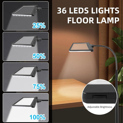5X Magnifying Glass with 36 LED Dimmable Light and Stand, Adjustable Brightness Magnifying Floor Lamp, Gooseneck Arm Lighted Magnifier for Reading, Crafts and Close Work - Outdoor Solar Outlet