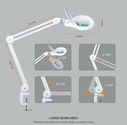 5X PRO XL Magnifying Desk Clamp Lamp – With Bright LED Light - Outdoor Solar Outlet