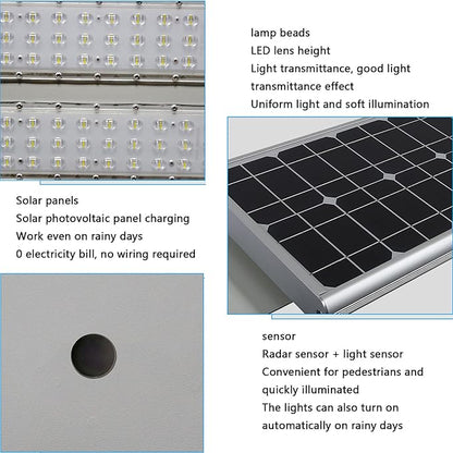 6000W Aluminum Frame LED Integrated Solar Street Light, IP65 Waterproof , Radar Sensor + Light Sensor, Dusk to Dawn Solar - Outdoor Solar Outlet