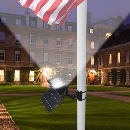 600W Aluminum Flag Pole Light Solar Powered 12 Ultra Bright LED 6000K White Adjustable Metal Clamp Fits 2-6" Diameter Flagpoles Outdoor Dusk to Dawn 100% Coverage Lights Black - Outdoor Solar Outlet