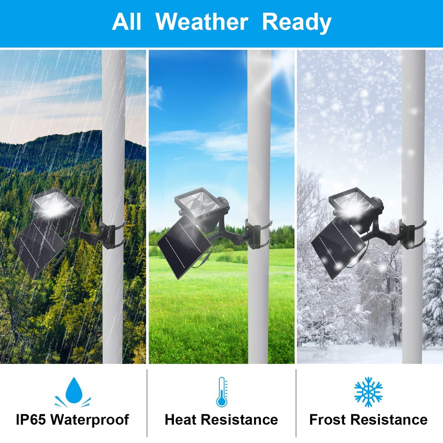 600W Aluminum Flag Pole Light Solar Powered 12 Ultra Bright LED 6000K White Adjustable Metal Clamp Fits 2-6" Diameter Flagpoles Outdoor Dusk to Dawn 100% Coverage Lights Black - Outdoor Solar Outlet