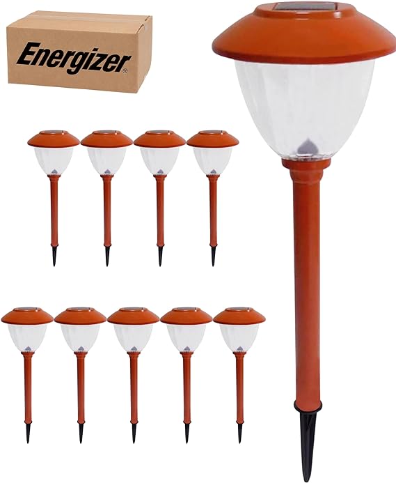 Energizer 10 Pack Solar LED Pathway Lights Outdoor-Stainless Steel