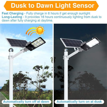 6400W Solar Street Light – 150,000 Lumens Commercial LED Parking Lot Light with Motion Sensor & Remote - Outdoor Solar Outlet