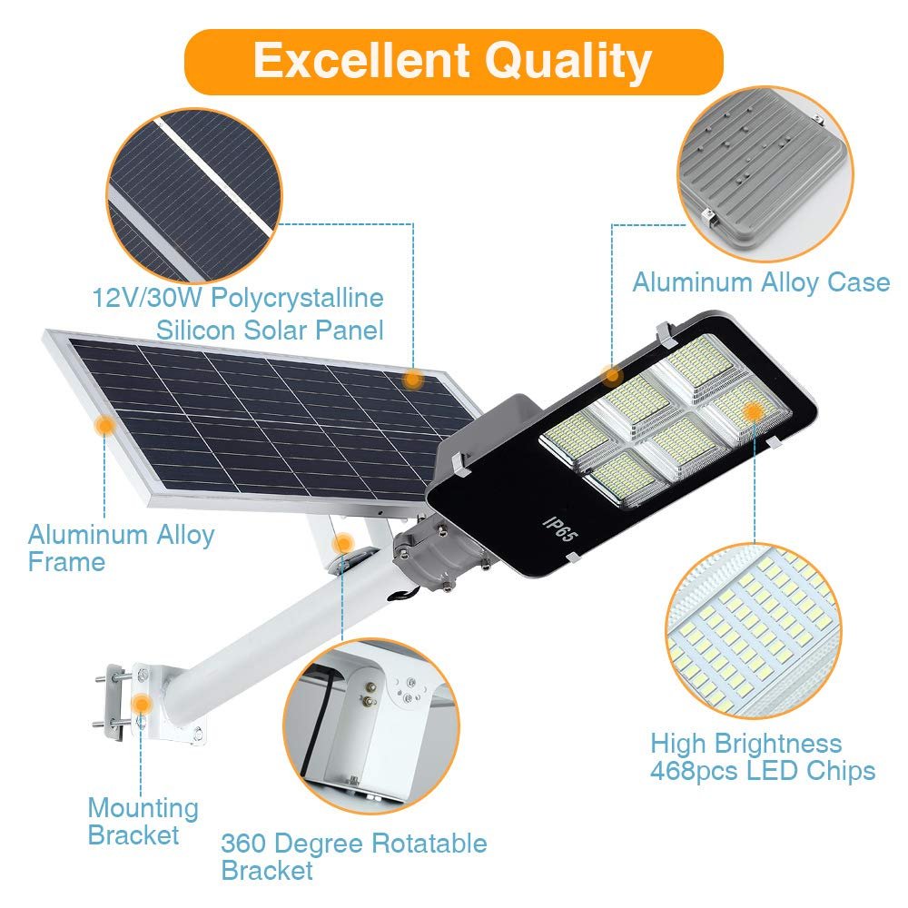 6400W Solar Street Light – 150,000 Lumens Commercial LED Parking Lot Light with Motion Sensor & Remote - Outdoor Solar Outlet