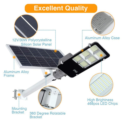 6400W Solar Street Light – 150,000 Lumens Commercial LED Parking Lot Light with Motion Sensor & Remote - Outdoor Solar Outlet