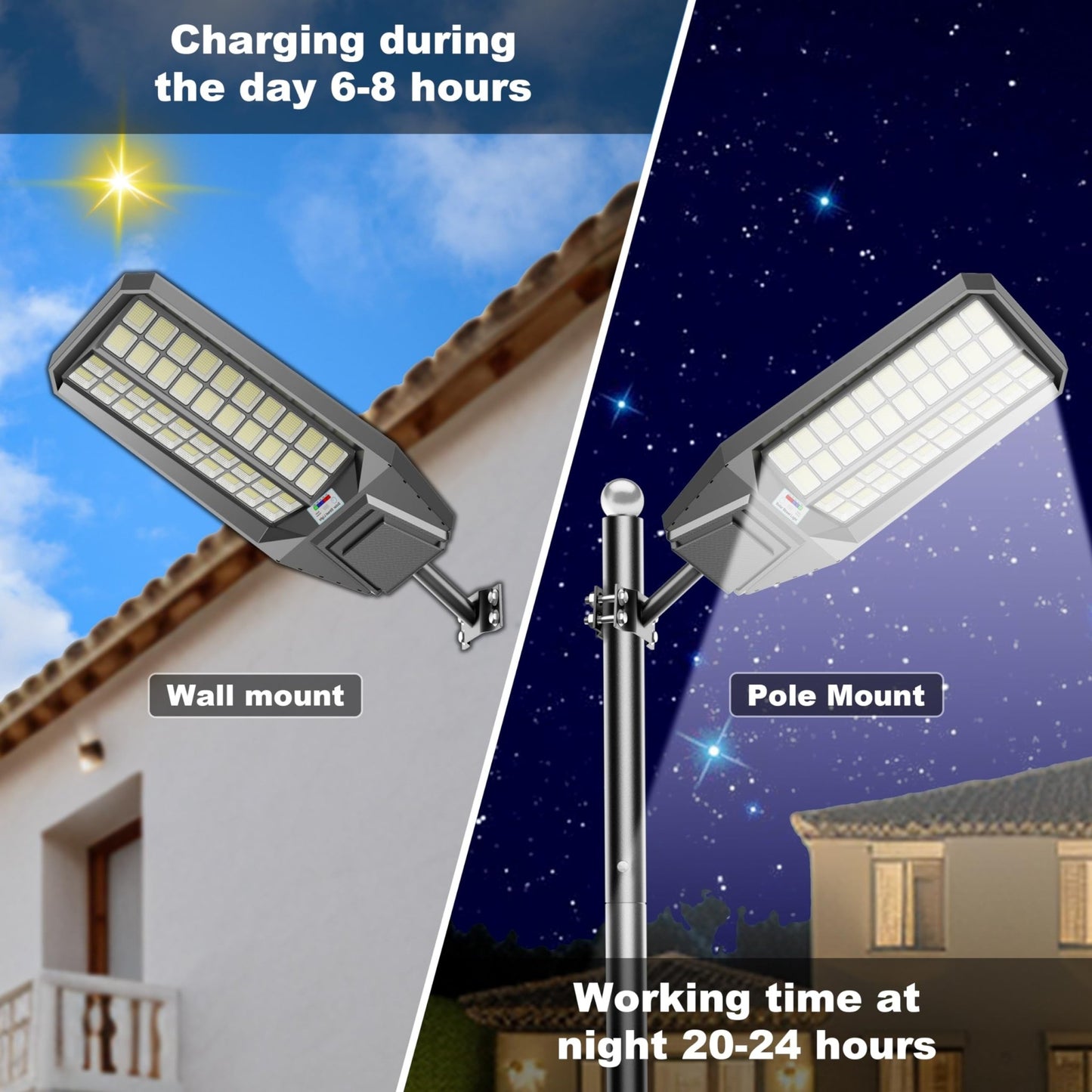 6500W Solar Street Light 7000K 800000LM Auto On/Off Dusk to Dawn IP67 Waterproof Motion Sensor - Outdoor Solar Outlet