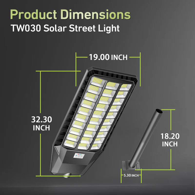 3000W Solar Street Light, 180000 Lumens Dusk to Dawn Street Lights Solar Powered Motion Sensor