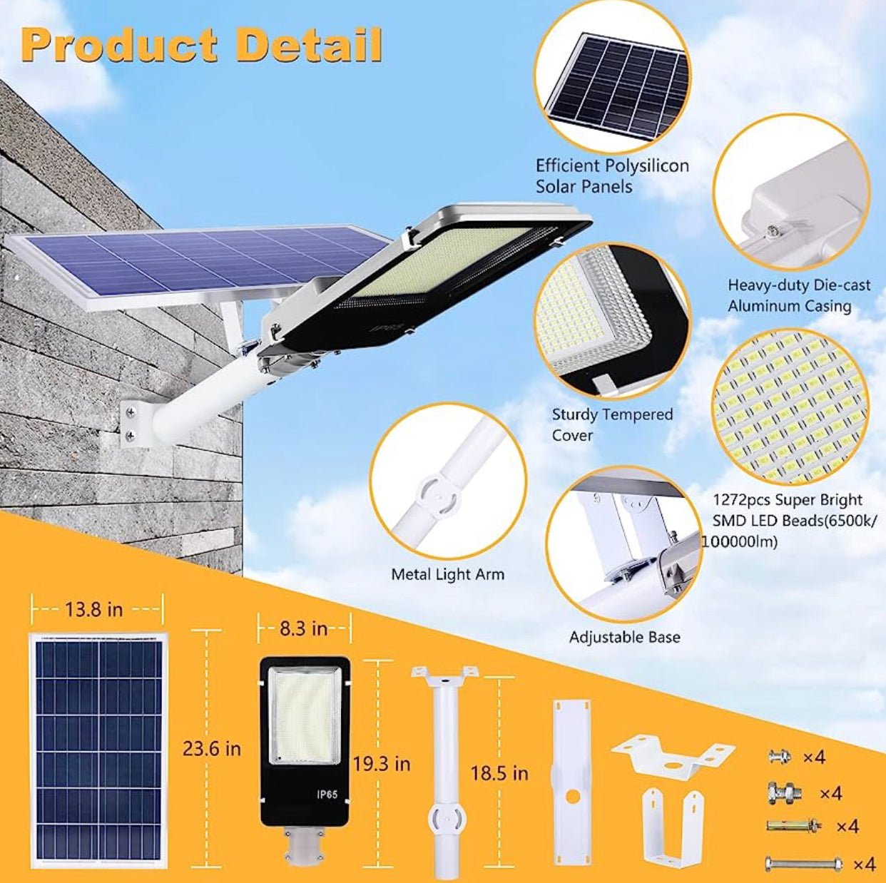 7000W Commercial Solar Street Light Outdoor 135000 Lumens Dusk to Dawn Solar with Remote Control - Outdoor Solar Outlet