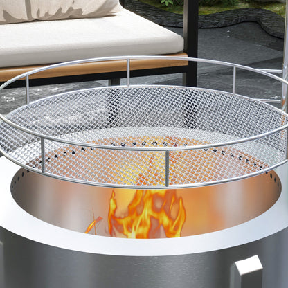 2-in-1 Portable Smokeless Fire Pit with Grill for Backyard Patio Picnic, Camping, Bonfire