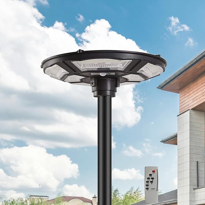 1500W Commercial Solar Flag Pole Outdoor Lamp Post Light with 98 inch Pole IP67 Waterproof With Remote