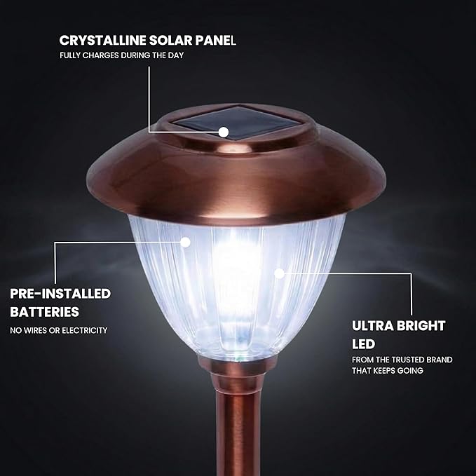 Energizer 8 Pack Solar Pathway LED Lights Outdoor-Stainless Steel 15 Lumen