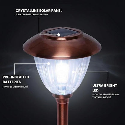 Energizer 8 Pack Solar Pathway LED Lights Outdoor-Stainless Steel 15 Lumen