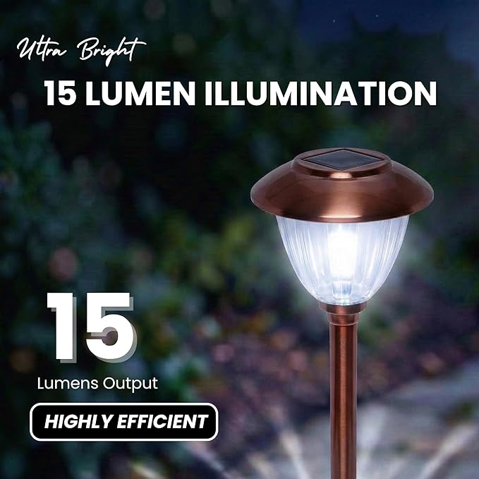 Energizer 8 Pack Solar Pathway LED Lights Outdoor-Stainless Steel 15 Lumen