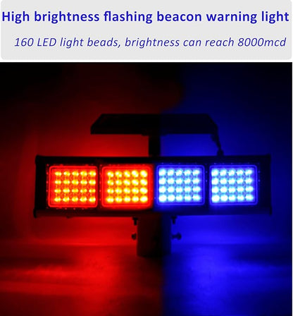 Solar Strobe Light Red and Blue Double-Sided Security Alarm Lights IP65 Waterproof LED Beacon Warning Flashing Lights with Light Control Switch for Traffic