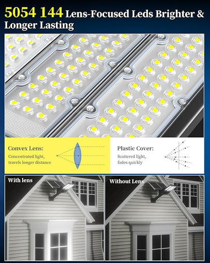 6500W Solar Street Lights Outdoor, 500000LM High Powered Commercial Parking Lot Lights 6500K Dusk to Dawn with Remote