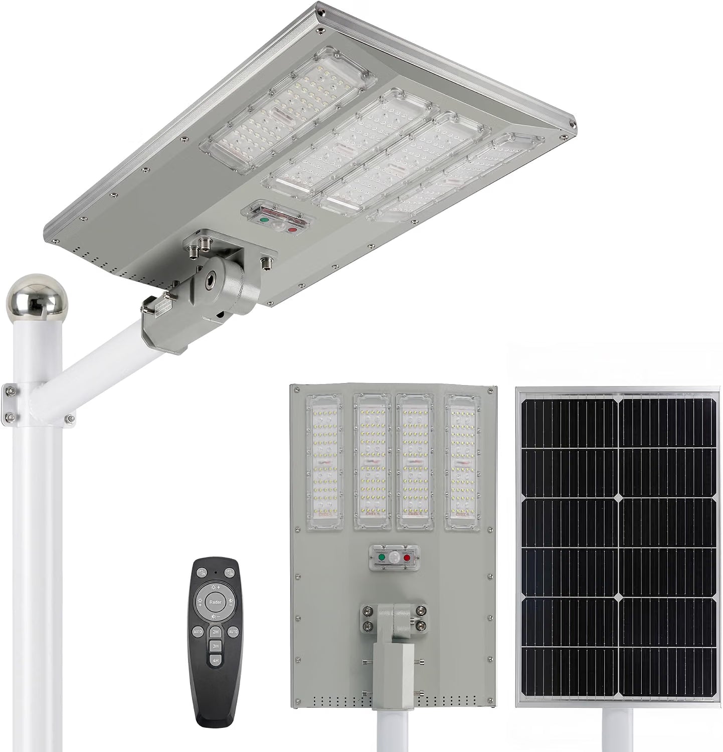 5500W Aluminum Frame Solar Street Light – 100,000LM, Motion Sensor, Dusk-to-Dawn, Remote Control, IP65