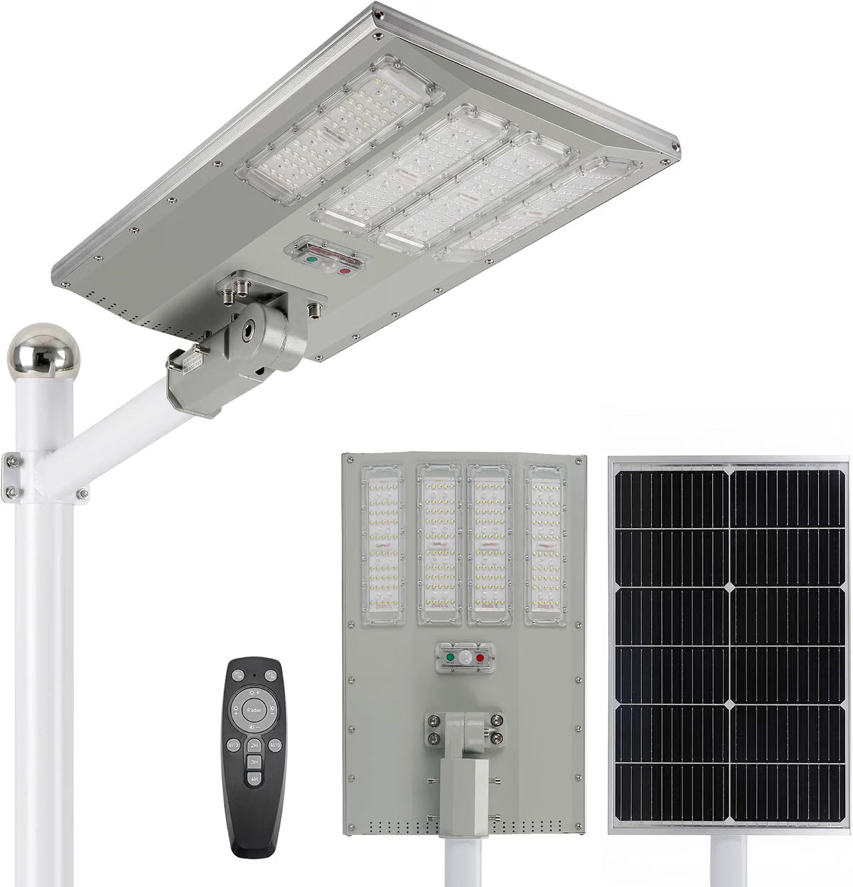 5500W Aluminum Frame Solar Street Light – 100,000LM, Motion Sensor, Dusk-to-Dawn, Remote Control, IP65