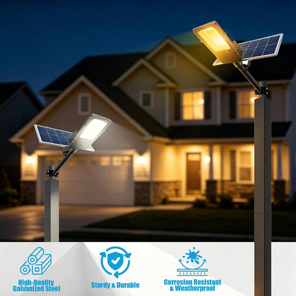 LumenX 10 Ft Square Street Light Pole – Heavy-Duty Split Metal Lamp Post with Base Plate & Anchor Bolts