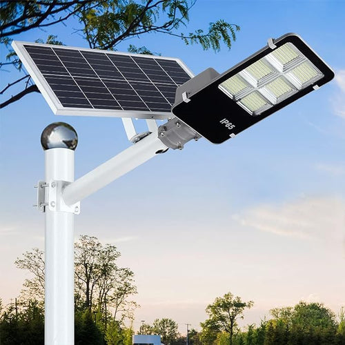 400W Solar Street Lights Outdoor, Dusk to Dawn Solar Led Outdoor Light with Remote Control, 6500K Daylight White Security Led Flood Light